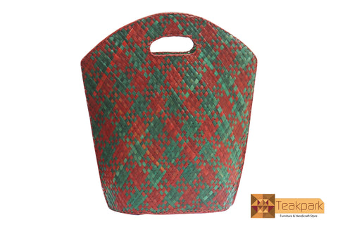 Pallas Woven Natural Screwpine Leaf Shopper Bag - Design 3-Organic and Eco Friendly