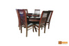 Amazon Solid Round Rosewood Dining Set - Glass Table Top with 6 Chairs